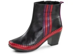 Outlet Gemini Stiefelette aus Rind-Nappaleder mit Kontraststreifen SCHWARZ-ROT-LILA
