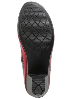 Outlet Gemini Stiefelette aus Rind-Nappaleder mit Kontraststreifen SCHWARZ-ROT-LILA