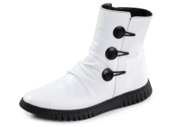 Gemini Stiefelette mit Raffung und dekorativen Knöpfen WEISS