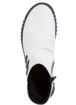 Gemini Stiefelette mit Raffung und dekorativen Knöpfen WEISS