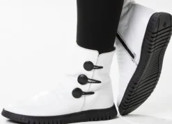 Gemini Stiefelette mit Raffung und dekorativen Knöpfen WEISS