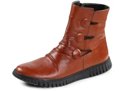 Online Gemini Stiefelette mit Raffung und dekorativen Knöpfen COGNAC