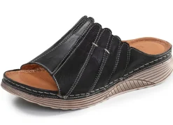 Clearance Gemini , stilvolle Damen-Pantoletten, Weite G, aus Leder SCHWARZ