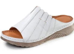 Sale Gemini , stilvolle Damen-Pantoletten, Weite G, aus Leder WEISS