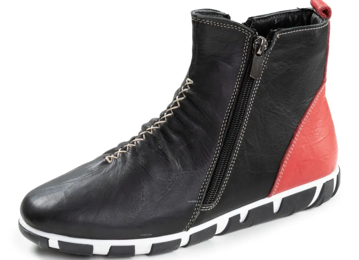 Clearance Gemini , trendige Damen-Boots, Weite G, mit herausnehmbarem Fußbett SCHWARZ-ROT