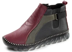 Hot Gemini , trendige Damen-Boots, Weite G, mit herausnehmbarem Fußbett BORDEAUX-SCHWARZ-KHAKI