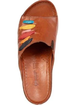 Hot Gemini , trendige Damen-Pantoletten, Weite G, mit Gummizug COGNAC