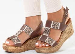 Clearance Gemini , trendige Damen-Sandaletten, Weite G, aus Leder BRAUN-BEIGE
