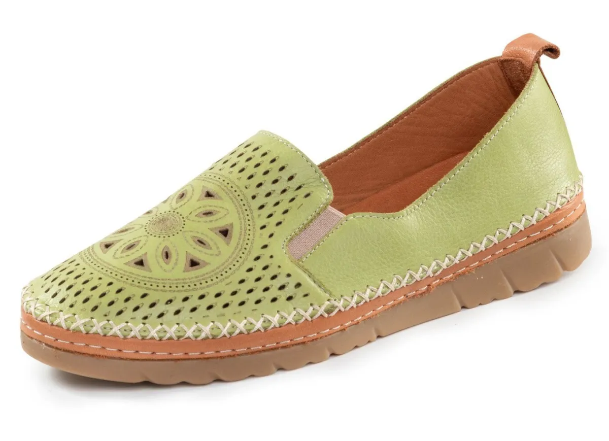 Discount Gemini , sommerliche Damen-Slipper, Weite G, mit herausnehmbarem Fußbett KIWIGRÜN