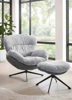 New BADER Gemütlicher Loungesessel mit Hocker grau