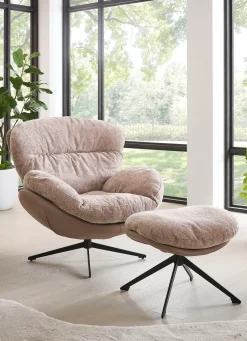 Sale BADER Gemütlicher Loungesessel mit Hocker creme