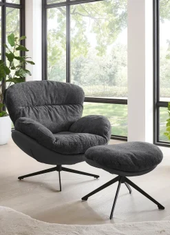 Discount BADER Gemütlicher Loungesessel mit Hocker anthrazit