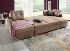 Sale BADER Gemütliche Wohnlandschaft mit Bettfunktion und 3 Bettkästen TAUPE