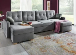 Sale BADER Gemütliche Wohnlandschaft mit Bettfunktion und 3 Bettkästen GRAU