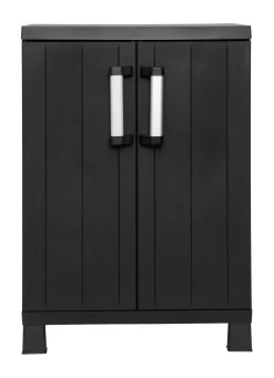 Outlet BADER Geräteschrank Garage mit Holzlamellen-Effekt SCHWARZ