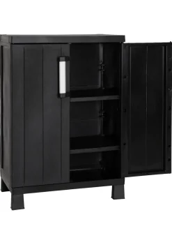 Outlet BADER Geräteschrank Garage mit Holzlamellen-Effekt SCHWARZ