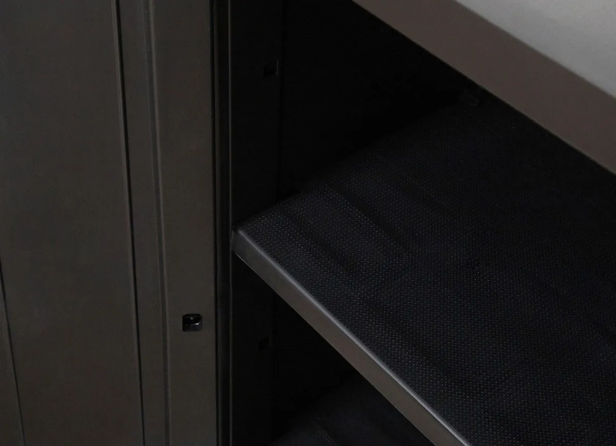 Outlet BADER Geräteschrank Garage mit Holzlamellen-Effekt SCHWARZ