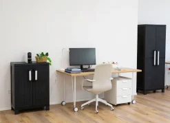 Outlet BADER Geräteschrank Garage mit Holzlamellen-Effekt SCHWARZ