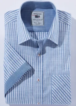 Discount MILANO ITALY Gestreiftes ""-Hemd in 4 Farben BLAU-WEISS GESTREIFT