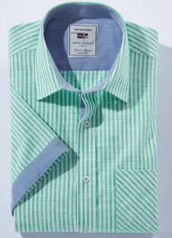 Clearance MILANO ITALY Gestreiftes ""-Hemd in 4 Farben GRÜN-WEISS GESTREIFT