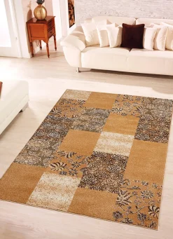 Hot BADER Gewebte Brücken und Teppiche im Patchwork-Dessin BEIGE