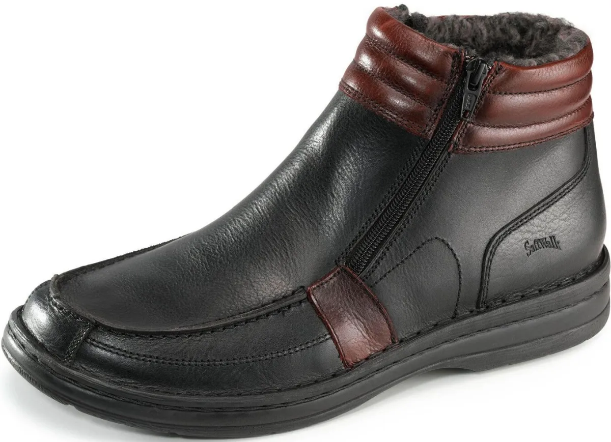 GINO GALANTE , gefütterte Herren-Boots, Winterschuhe, mit herausnehmbarem Fußbett SCHWARZ-BURGUND