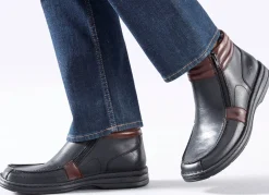 GINO GALANTE , gefütterte Herren-Boots, Winterschuhe, mit herausnehmbarem Fußbett SCHWARZ-BURGUND