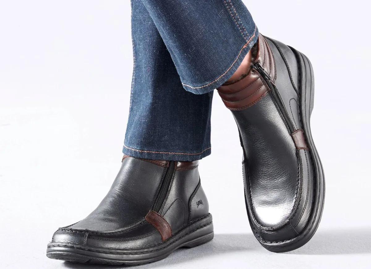 GINO GALANTE , gefütterte Herren-Boots, Winterschuhe, mit herausnehmbarem Fußbett SCHWARZ-BURGUND