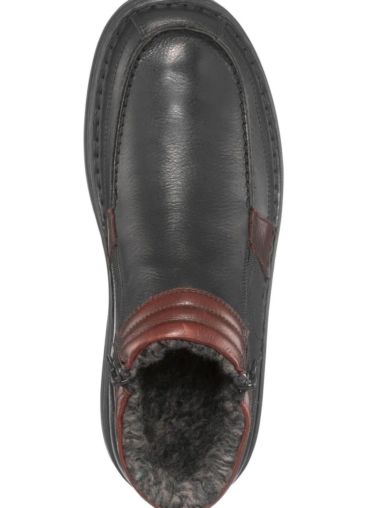 GINO GALANTE , gefütterte Herren-Boots, Winterschuhe, mit herausnehmbarem Fußbett SCHWARZ-BURGUND