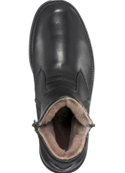 New GINO GALANTE , gefütterte Herren-Stiefel, Winterschuhe, mit Lammfell SCHWARZ