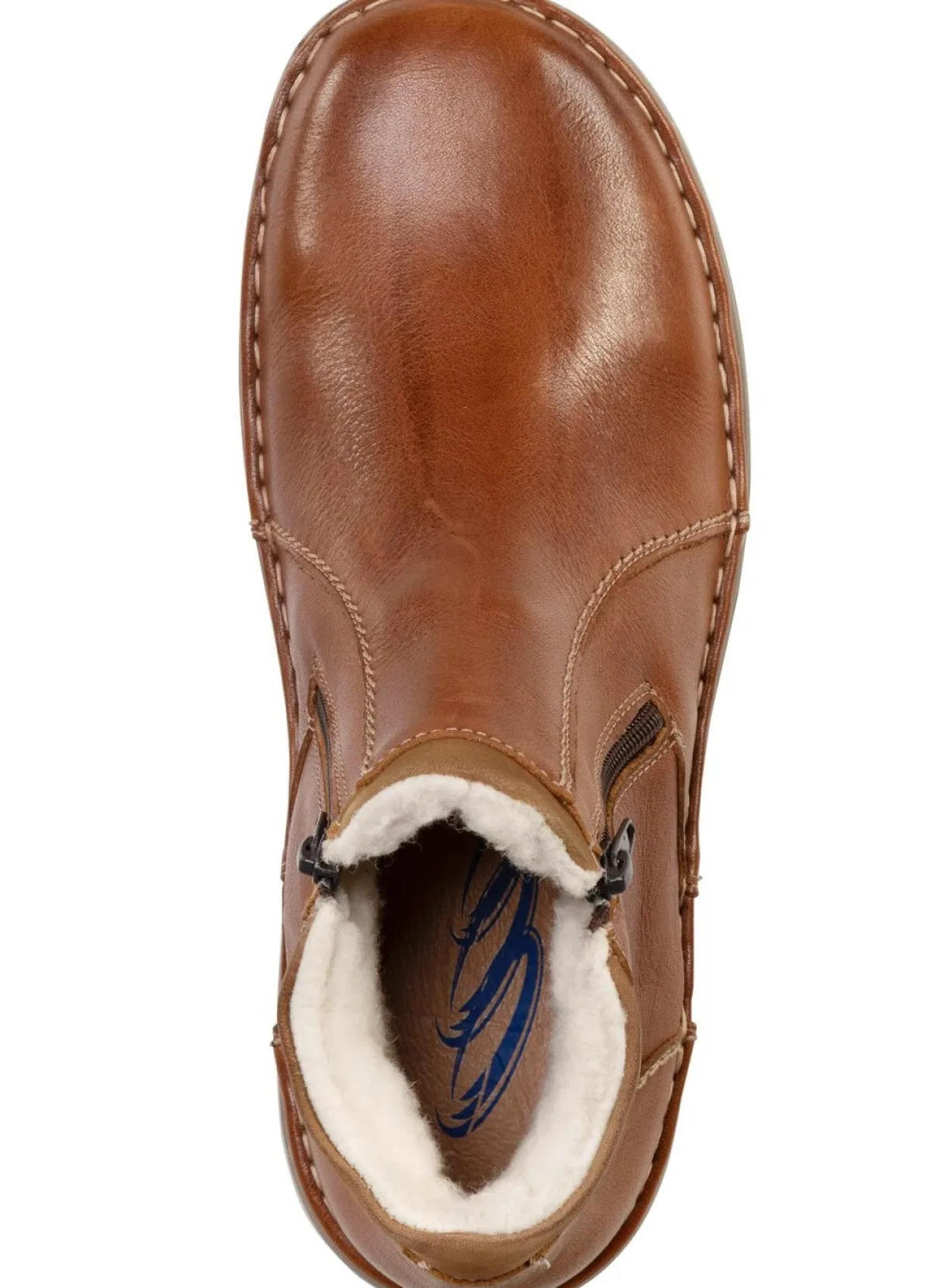 New GINO GALANTE , gefütterte Herren-Stiefeletten, Winterschuhe, mit Wolle COGNAC