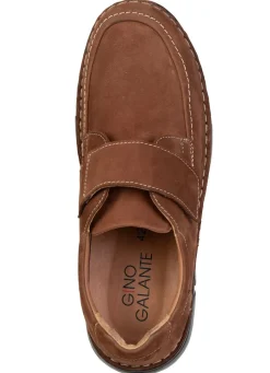 Sale BADER GINO GALANTE, klassiche Herren-Slipper, mit Klettverschluss COGNAC