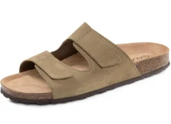 Outlet GINO GALANTE , klassiche Herren-Pantoletten, Weite H, mit Klettverschluss OLIV