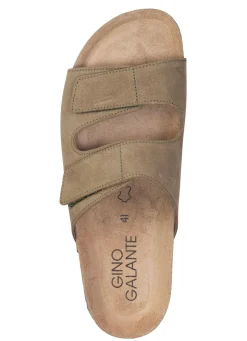 Outlet GINO GALANTE , klassiche Herren-Pantoletten, Weite H, mit Klettverschluss OLIV