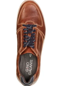 Clearance GINO GALANTE , klassische Herren-Schnürschuhe, mit blauem Besatz COGNAC