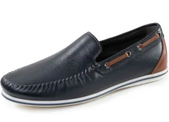 Best GINO GALANTE , klassische Herren-Slipper, mit Lederdurchzügen MARINE-COGNAC