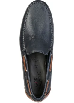 Best GINO GALANTE , klassische Herren-Slipper, mit Lederdurchzügen MARINE-COGNAC