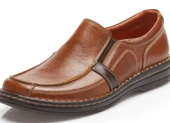 Hot GINO GALANTE , klassische Herren-Slipper, mit herausnehmbarem Fußbett COGNAC