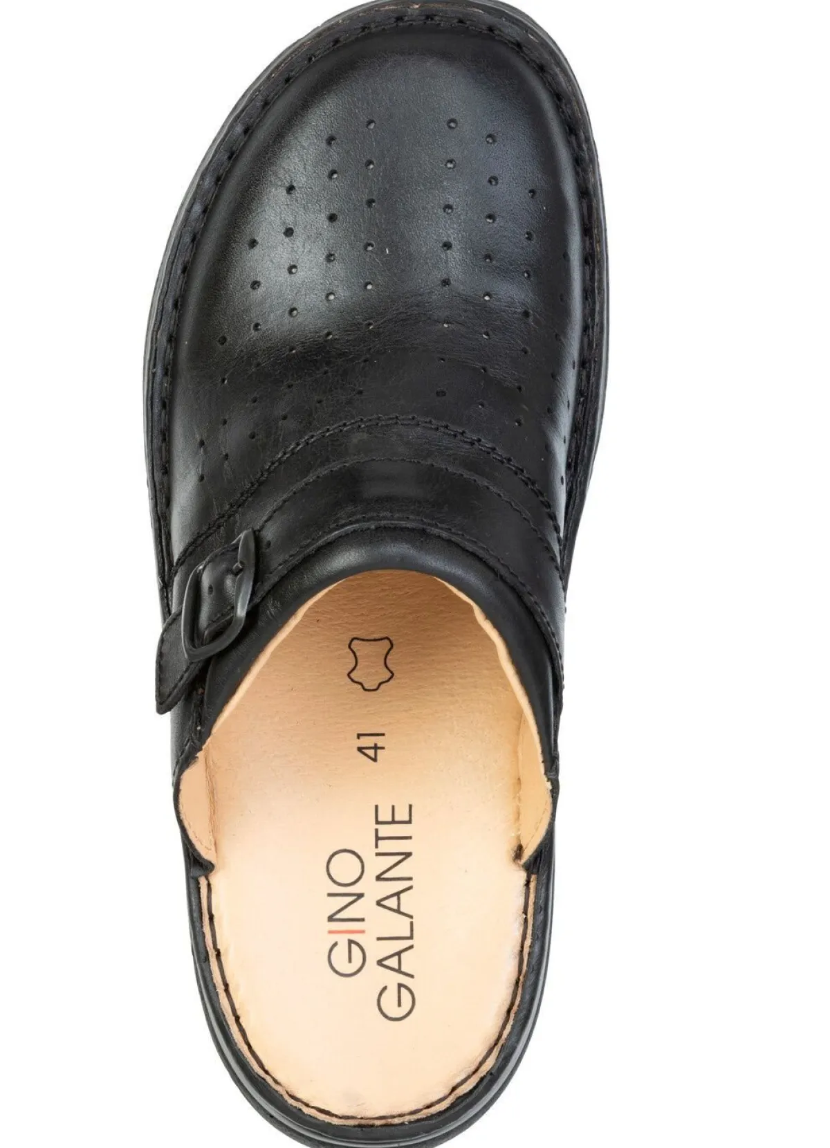 GINO GALANTE , klassische Herren-Clogs, aus Leder SCHWARZ