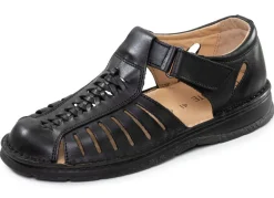 GINO GALANTE , leichte Herren-Sandalen, aus Leder SCHWARZ