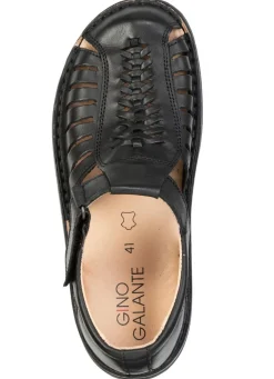 GINO GALANTE , leichte Herren-Sandalen, aus Leder SCHWARZ