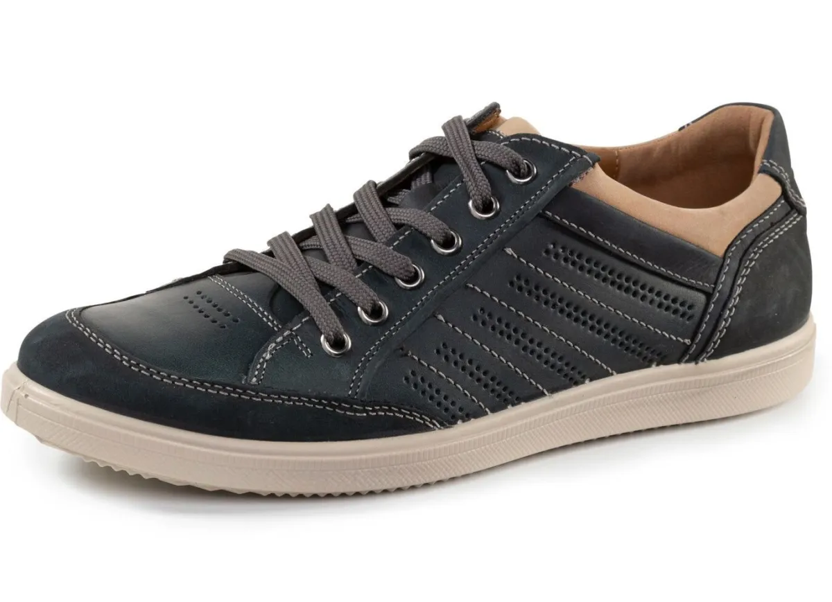 GINO GALANTE Sneaker mit Kontrast-Besätzen und Zierlochung BLAU