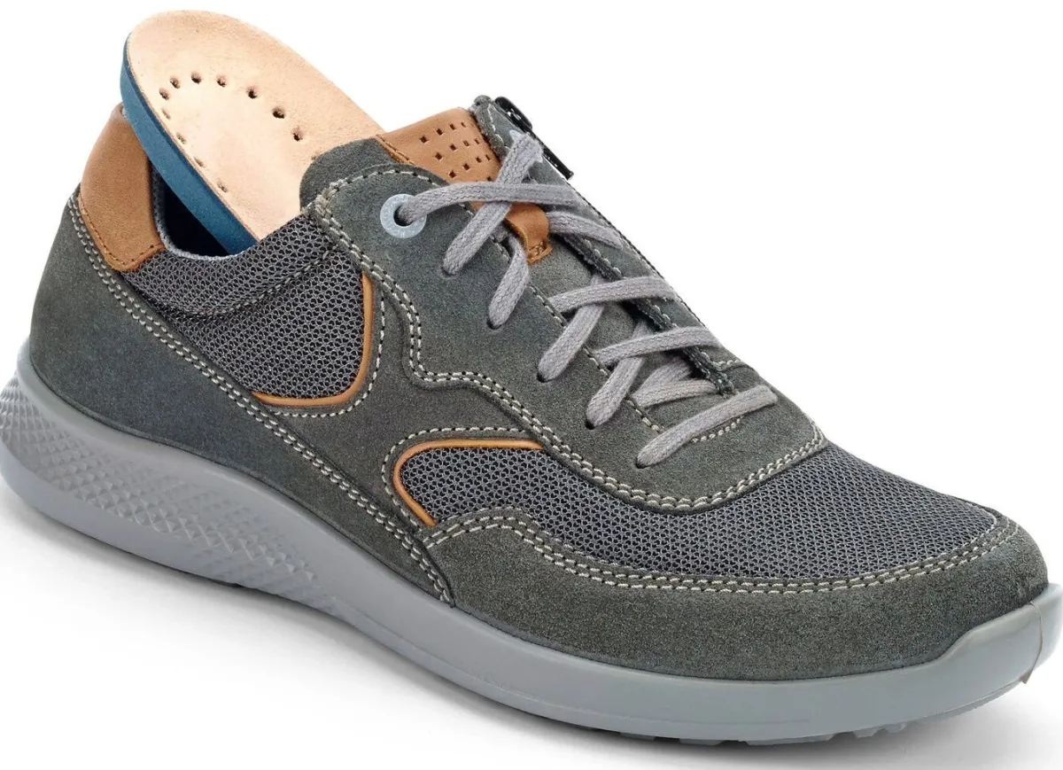 GINO GALANTE , sportliche Herren-Schnürschuhe, Weite K, mit herausnehmbarem Fußbett STEINGRAU
