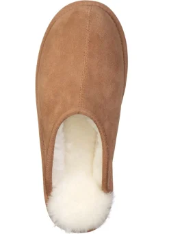 GINO GALANTE , trendige Herren-Hausschuhe, mit Lammfell CAMEL