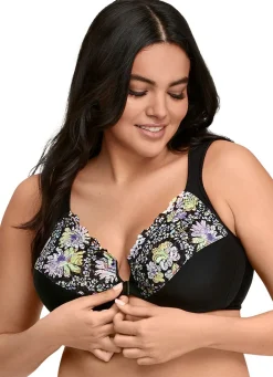 GLAMORISE Bügel-BH mit Floraldessin SCHWARZ-BUNT
