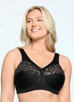 Best GLAMORISE Stütz-BH mit Stickereispitze SCHWARZ