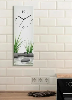 Hot BADER Glas-Wanduhr GRAU-GRÜN