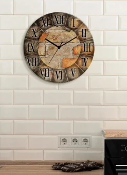 New BADER Glas-Wanduhr BRAUN