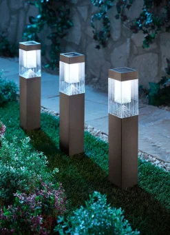 GRUNDIG Solarleuchten aus rostfreiem Edelstahl, 3er-Set SCHWARZ