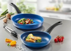 Hot BADER „GSW“ Pfannen-Set „Rainbow“ aus hochwertigem Aluminiumguss BLAU